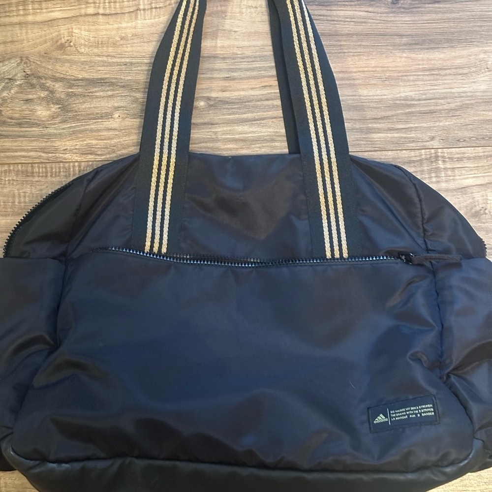 Adidas Black Duffel Bag with Striped Handles